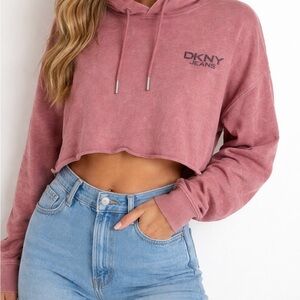 DKNY Women's Dusty Rose Cropped Hoodie